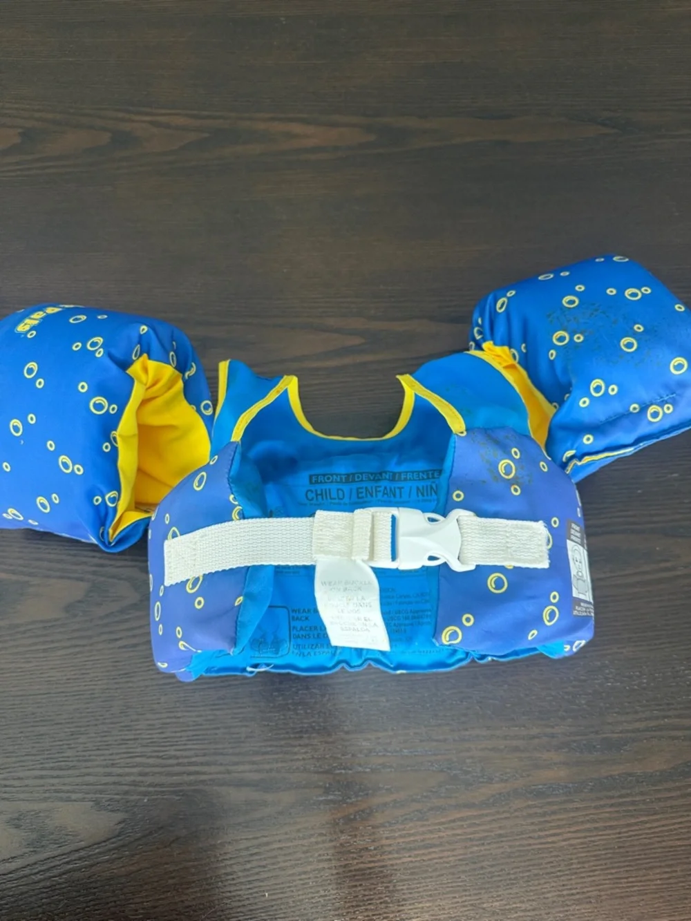 Blue Shark Kids Swim Rashguard Float Vest with Yellow Lining